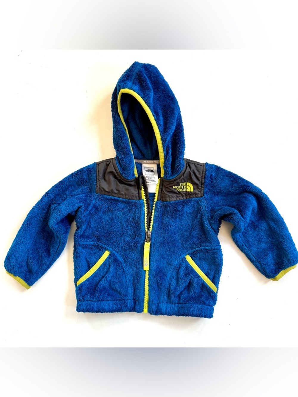 The North Face Infant Oso Fleece Jacket Hoodie Full Zip Blue 6-12 months EUC